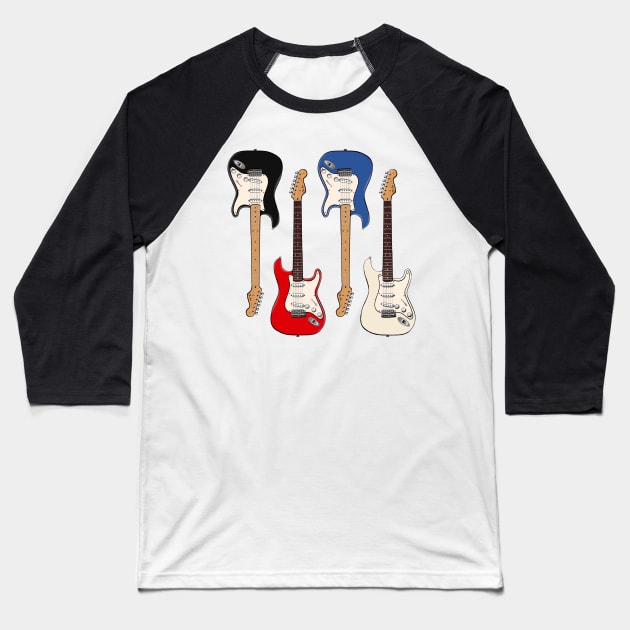 Four Stratocasters Baseball T-Shirt by saintchristopher